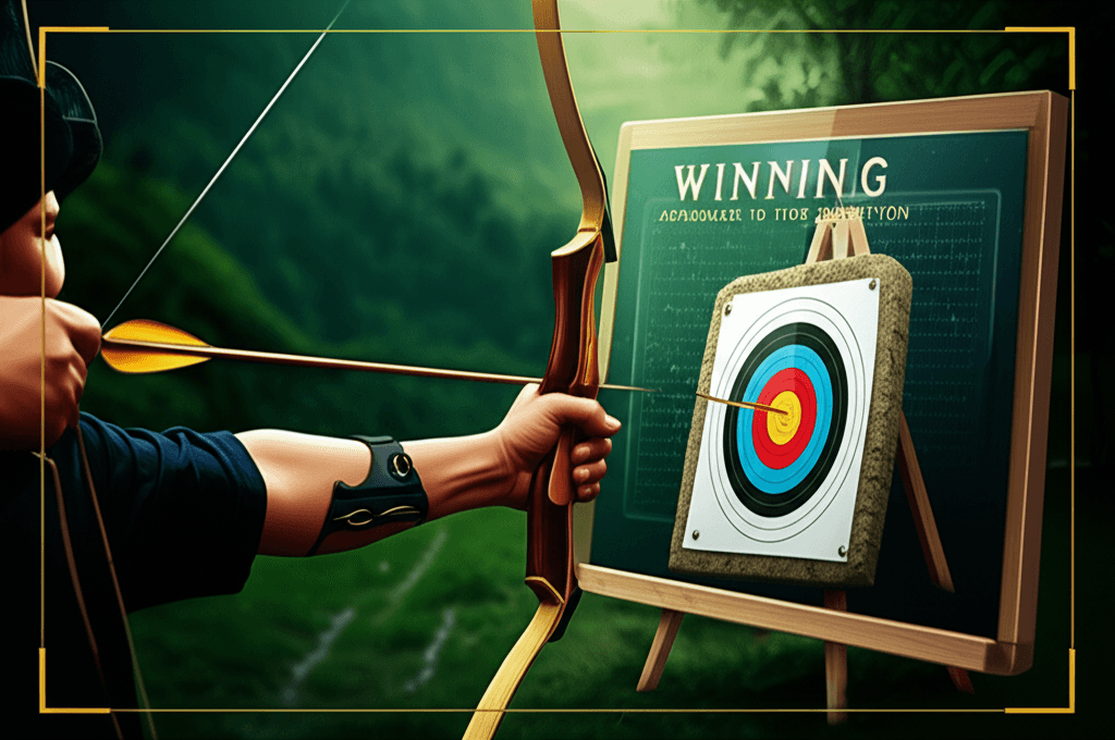 Shillong Teer archery target par teer lagte hue, mathematical analysis overlay ke saath